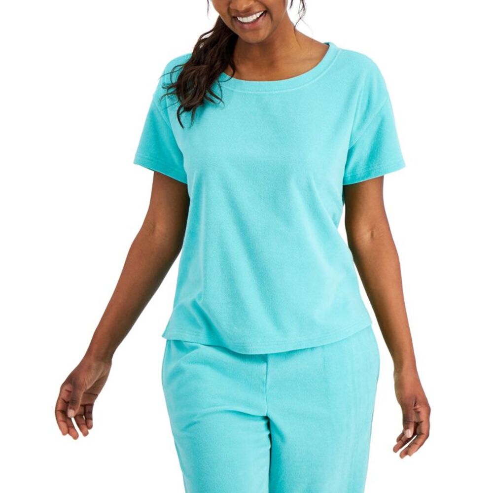 Jenni Womens Terry Cloth Crewneck Top